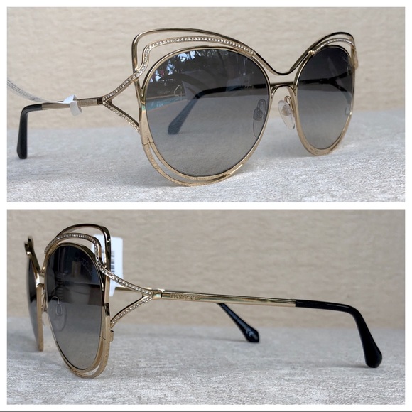 New ROBERTO CAVALLI Crystal embellished 58mm metal frame sunglasses main image 5